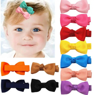 NEW 12PCS/ Solid fashion baby girl ribbon mini hair clip pin accessories for children hair bow barrette hairpin headwear