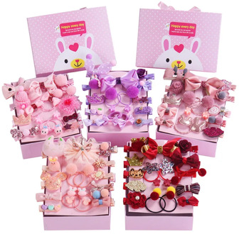 New 18 Pcs/Box Children Cute Hair Accessories Set Baby Fabric Bow Flower Hairpins Barrettes Hair clips Girls Headdress Gift