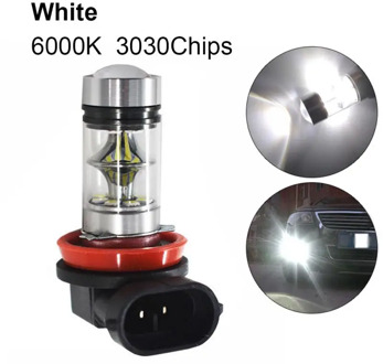 NEW 1pc H11 H8 100W 6000K Super White Fog Light 2323 LED Driving Bulb DRL Daytime Running Light Front Fog Driving Light Bulb
