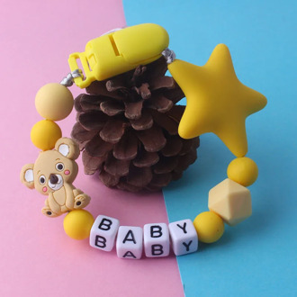 New 1pcs Baby Pacifier Clips Cartoon DIY Pacifier Chain with Silicone Beads Plastic Holder Infant Feeding Teething Chew Toys Dummy Clips