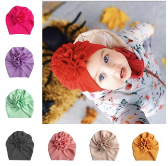 New 1PCS Flower Baby Hat Newborn Elastic Infant Turban Hats Girls Cotton Kids Children Beanie Cap Headwear Hair Accessories