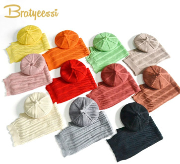 New 2020 Baby Hat Scarf Set for Girls Autumn Winter Kids Cap Scarves Set Baby Girl Hat Knit Beret Hats Fashion Painter Cap