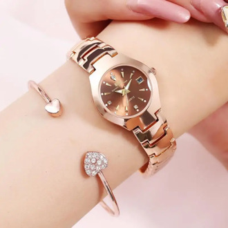 New 2020 Women watch Waterproof Stainless steel Quartz Wristwatch Couple watch Rhinestone calendar Luxury Gift for Women/Men