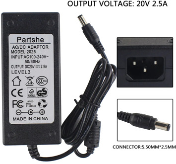 New 20V 2.5A 5.5mm*2.5mm 50-60Hz Power Adapter For Zebra TLP2844 LP2844 TLP2824 LP2824 TLP3844 LP3844 Printer power supply