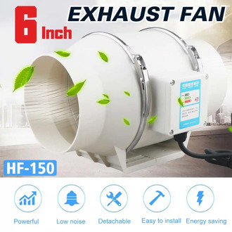 New 220V 6 Inch Low Noise Inline Duct Hydroponic Air Blower Fan Exhaust Fan for Home Bathroom Ventilation Vent and Grow Room