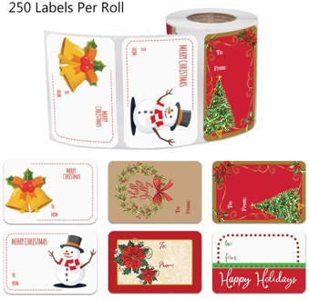 New 250pcs/roll 6 Designs Adhesive Christmas Gift Name Tags XMAS Stickers Present Seal Labels Christmas Decals Gift Package
