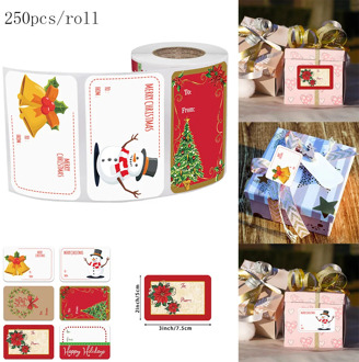 New 250pcs/roll 6 Designs Adhesive Christmas Gift Name Tags Xmas Stickers Present Seal Labels Christmas Decals Gift Package