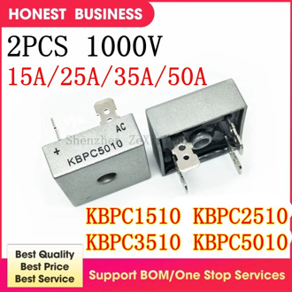NEW 2PCS KBPC5010 5010 50A KBPC1510 1510 15A KBPC2510 2510 25A KBPC3510 3510 35A 1000V Phases Diode Bridge Rectifier