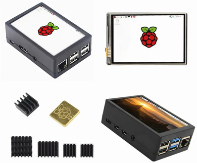 New 3.5 inch TFT LCD Display Touch Screen + ABS Case + Heat sink For Raspberry Pi 4B 3B+ 3B
