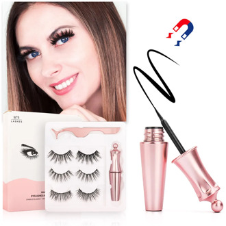 New 3 Pairs/set 3D Magnetic Fake Eyelashes Extension Natural Reusable Magnet False Eyelashes kits with Magnetic Eyeliner tweezer