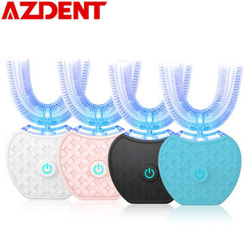 New 360 Degrees Intelligent Automatic Sonic Electric Toothbrush USB Rechargeable Ultrasonic U Shape 4 Modes Timer Blue Light