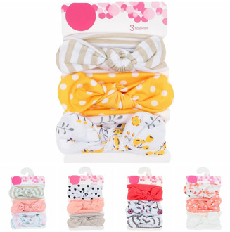 New 3pcs/lot Baby Girls Cotton Blend Headbands Dot Printed Knot Hairbands Newborn Headwear Set Hair Accessories Photo Shoot