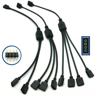 New 4 Pins RGB LED tape Connector 1 to 1 2 3 4 plug power Splitter Cable 4pin Male Female Connector wire for RGB Led Strip Light