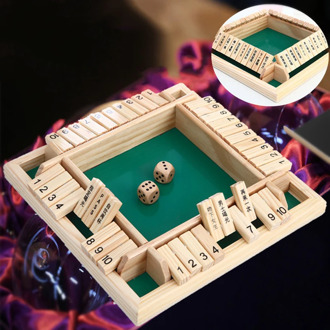 New 4 Sided 10 Numbers Wooden Board Game 4-Player Shut The Box Dice Game Family Party Club KTV Game For Kids And Adults