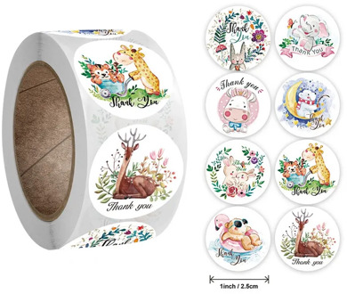 New 500pcs 8 Styles Kawaii Animals Thank You Stickers for Kids Reward Sealings Labels Scrapbooking Gift Decor Stationery Sticker