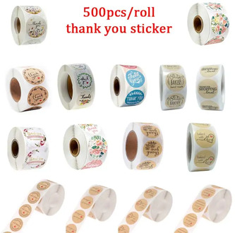 New 500Pcs/roll Floral Thank You Sticker for seal label scrapbooking christmas sticke decoration sticker Stationery Sticker
