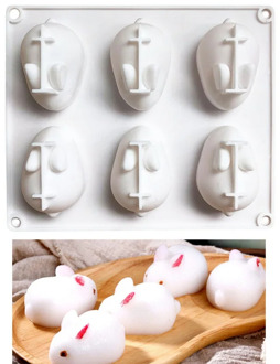 New 6-hole 3D Cute Little Pig Mousse Cake Baking Tray Net Red Rabbit Silicone Mold Chocolate Candy Mold Jelly Ice Cube Tray