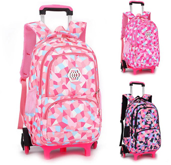 New 6 Wheel Trolley School Bag Backpack For boy Girls 3-5 Grade Trolley Primary School Luggage Teenagers School Rolling Bags