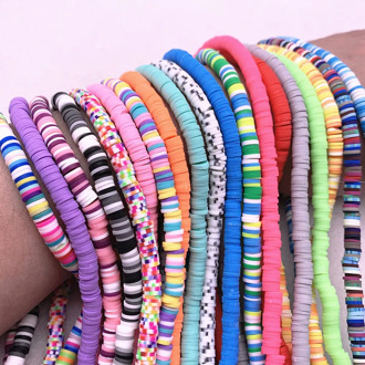 New 6mm Flat Round Handmade Polymer Clay Beads Spacers Loose Disc Bead for Jewelry Making Findings DIY