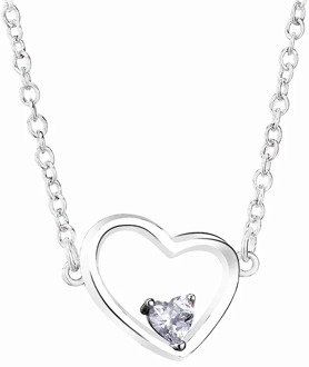 New 925 Sterling Silver Necklace Asymmetric Hearts of Love Necklace With Crystal For Women Wedding Gift Fine Diy Jewelry