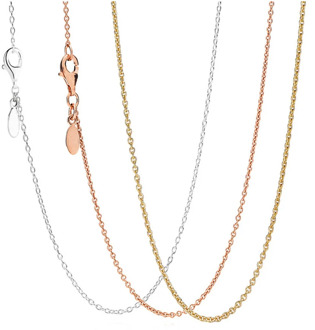 New 925 Sterling Silver Necklace Rose & Gold Color & Silver Shine Anchor Chain Necklace For Women Wedding Gift Europe Jewelry