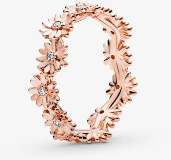 NEW 925 Sterling Silver Rings Pave Sparkling Daisy Flower Rose Golden Color Ring Flower Petals Band Rings Fashion Jewelry Gift