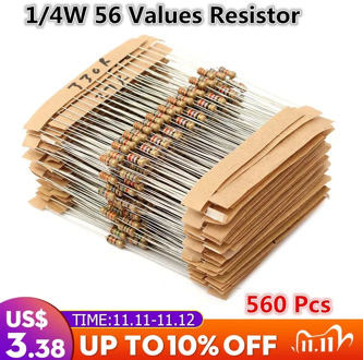 New Aiirval 560pcs 56 Values 1/4W 1% Metal Film Resistors Assorted Kit Set 1 ohm ~ 10M ohm 6X2mm Electronic lovers Resistor