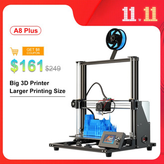 New Anet A8 Plus 3D Printer Kit Big Size 300*300*350mm High Precision Metal Desktop 3D Printer DIY Impresora Support TPU