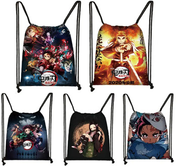 New Anime Demon Slayer Kimetsu No Yaiba drawstring bag teenage girl boys fashion storage bag Nezuko Tanjirou Mini backpack