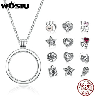 New Arrival 100% 925 Sterling Silver Floating Medium Pendant Necklaces Fit Petite Charms For Women DIY Jewelry CRF001