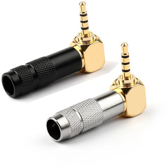 New Arrival 2.5mm 4 Pole TRRS Male Plug Jack Gold Plated 90 Degree Angle Audio Connector Silver Black Connector