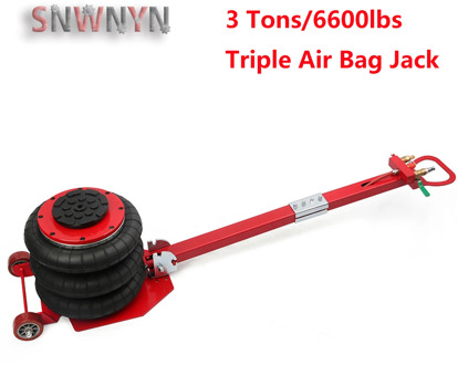 New Arrival 3 Tons/6600lbs Folding Triple Air Bag Jack Pneumatic Car Jack Stand Automotive Lifting Tools Red