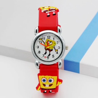 New Arrival 3D Cartoon Silicone Band children cartoon quartz watches christmas gift SpongeBob Watch 1pcs