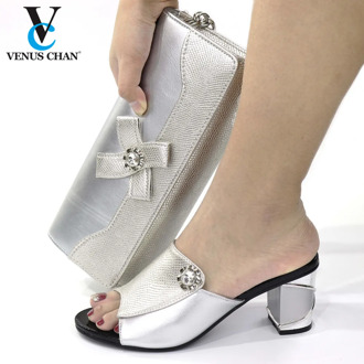 New Arrival African Wedding Italian Shoe and Bag Sets Decorated with Rhinestone Shoe and Bag Set for Party In Women Party Pumps