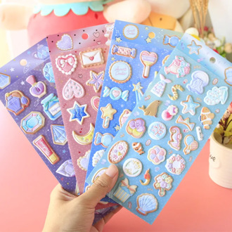 New Arrival Cute Puffy Candy Cake Diamond Heart 3D Stickers DIY Scrapbooking Diary Stationery Stickers School