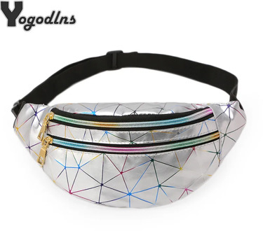 New Arrival PU Leather Geometric Pattern Chest Bags for Girls Boys Laser Waterproof Sports Waist Pack Pocket Crossbody Bags