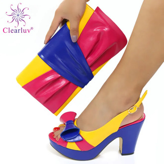 New Arrival Women Italian African Party Pumps Shoes and Bag Set Decorated with Rhinestone Women Party Shoes and Bag Set In Italy