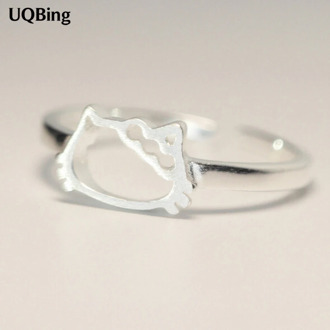 New Arrivals 925 Sterling Silver Kitty Cat Rings For Women Girl Jewelry Open Adjustable Rings