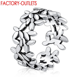 New Arrivals Genuine 925 Sterling Silver Rings Novel Design Leaves Pattern Open Finger Round Rings For Women Girls Lovers