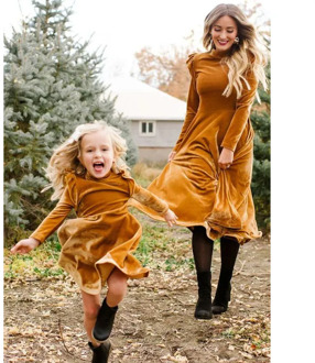 New Autumn Mom and Daughter Dress Solid Long Sleeve Mother Daughter Dresses Family matching outfits look Mommy and me clothes