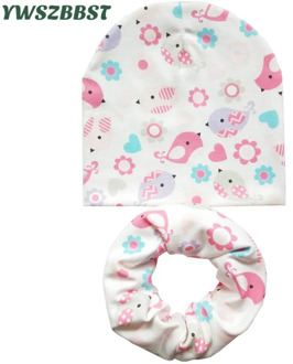 New Autumn Winter Kids Scarf Hat Sets Baby Cotton Cap Animal Print Boys Girls Beanie Cap Kids Winter Hats for 0 to 4 years old