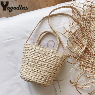 New Bag For Women Straw Woven Bag Women Basket Shoulder Bag Tote Fashion Summer Beach Rattan Handbag Purse