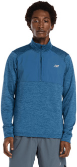 New Balance Athletics Heat Grid 1/2 Zip Sweatshirts Heren - Blauw - Maat M - Poly Jersey Blue