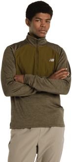 New Balance Athletics Heat Grid 1/2 Zip Sweatshirts Heren - Bruin - Maat XL - Poly Jersey Brown