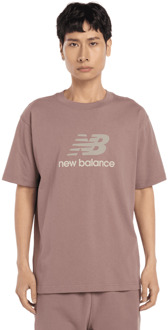 New Balance Athletics Logo T-shirt T-shirts Heren - Bruin - Maat M - Katoen Jersey Brown