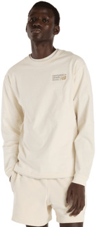 New Balance Athletics Premium Back Logo Trainingspakken Heren - Beige - Maat XS - Katoen Jersey