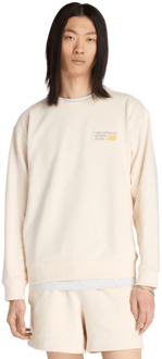 New Balance Athletics Premium Logo Crew Sweatshirts Heren - Beige - Maat XXL - Katoen Jersey