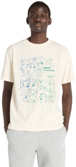 New Balance Athletics Run Mural T-shirt T-shirts Heren - Beige - Maat M - Katoen Jersey