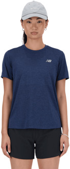 New Balance Athletics T-shirt T-shirts Dames - Blauw - Maat S - Poly Jersey Blue