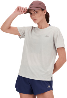 New Balance Athletics T-shirt T-shirts Dames - Grijs - Maat XS - Poly Jersey Grey